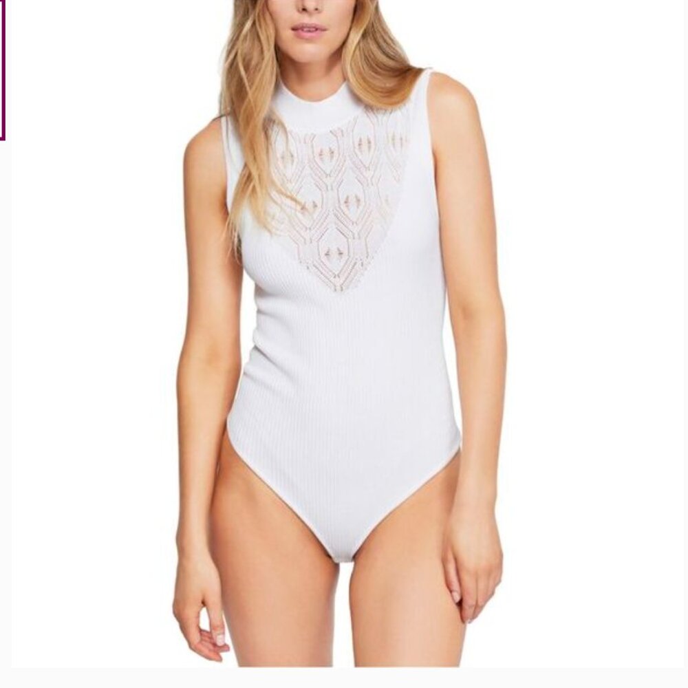 Free People On Point Mock Neck Bodysuit Size Large